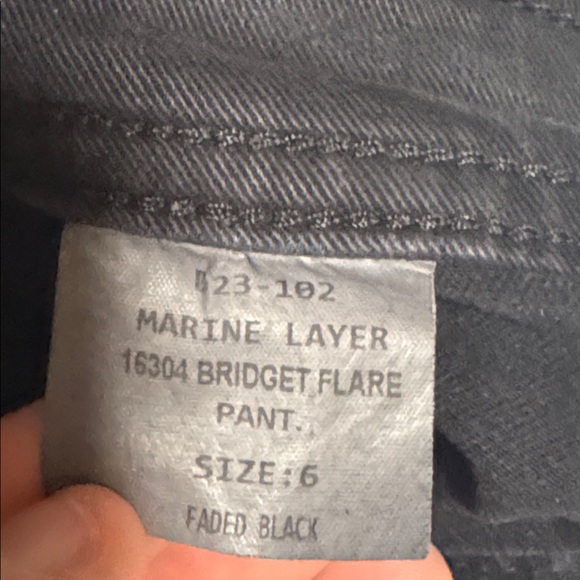 Marine Layer Bridget Twill Flare Pants Full Length Black - Picture 12 of 12